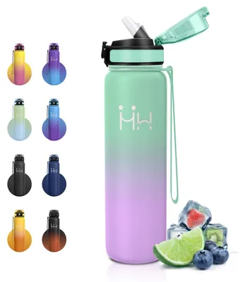 Immagine prodotto di Borraccia termica da 1 litro, thermos con cannuccia, bottiglia per bevande gassate, adatta