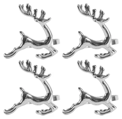4er-Set Serviettenringe Rentierform silber
