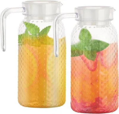 Produktbild von Durchsichtige 1L Kunststoffwasserkanne mit Deckel und Griff