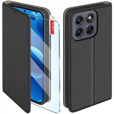 Immagine prodotto di Custodia magnetica per Motorola G67 5G | G77 5G con chiusura, nera + vetro 9H