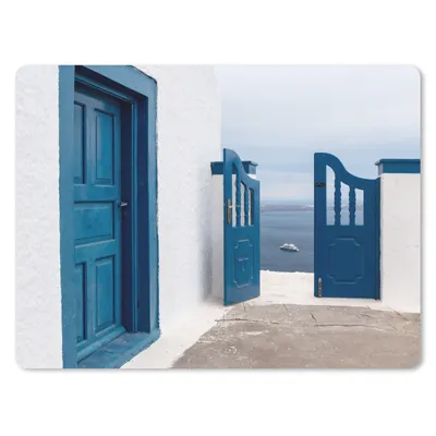 Produktbild von MuchoWow® Mauspad Mousepad Tür - Blau - Weiß - Architektur 23x19 cm - Mousepads - Maus Mat - Pad - Mausunterlage - Schreibtischunterlage - Mauspad