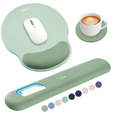 Image de Omgoods - Ensemble tapis de souris ergonomique avec repose-poignet - 3 en 1, mousse à mémoire de forme