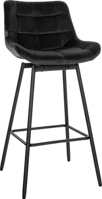 Produktbild von CLP Barhocker Weston 180° Schwenkfunktion mit Rückenlehne gepolstert Metallgestell schwarz Material Samt