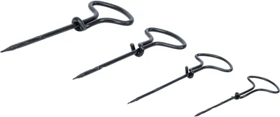 Four hand drills of varying sizes are arranged diagonally on a white background.