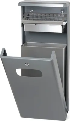 Produktbild von Kombiascher mit Bedachung für den Außenberreich | 32 Liter, HxBxT 95x40x19cm | Aluminium | Grau