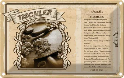 Produktbild von vianmo Blechschild 12x18 cm Tischler Beruf Arbeit