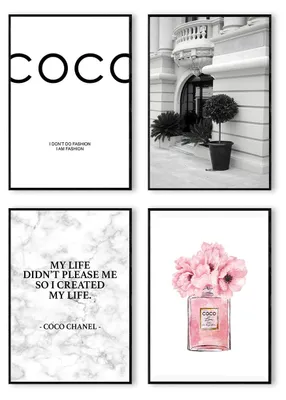 Produktbild von Postertech 4er Poster Set Parfum und Rosen weiß, Wandbilder Schlafzimmer, DIN A4 ohne Rahmen