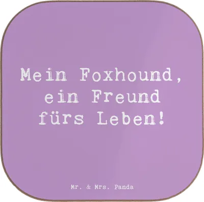 Produktbild von Mr. & Mrs. Panda Untersetzer für Gläser Spruch Foxhound Freund - Lavendeltraum - Geschenk, Design, Hunderassen Pflege, gläseruntersetzer, Coaster, Tischuntersetzer, Treue