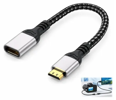 Produktbild von Mini-HDMI-auf-HDMI-Adapter, 20 cm, unterstützt 4K bei 60 Hz für Kamera und Monitor