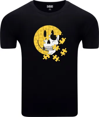 Produktbild von Diarbo Herren T-Shirt mit klassischem Druck Schlankheitspuzzle-Emoji Schwarz Gr.XXL