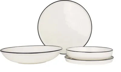 Zdjęcie produktu dla Zestaw naczyń Rinart - Black Edge - 24 części - 6 osób - porcelana