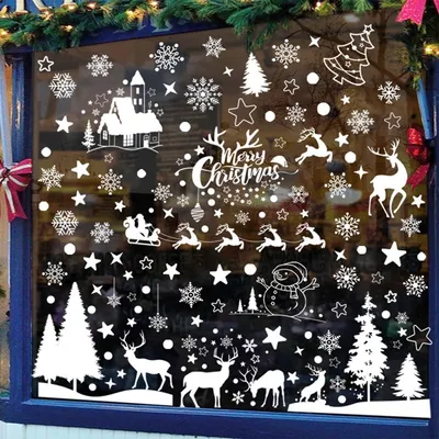 Produktbild von Fensterdeko Weihnachten, 9 Blätter Weihnachts Deko Fensterbilder Weihnachten Selbstklebend, Fenstersticker Winterdeko Fenster