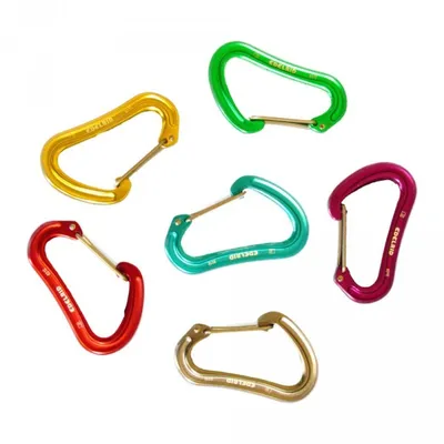 Sechs bunte Schnappkarabiner im 6er-Pack von Edelrid; geeignet für Klettern.
