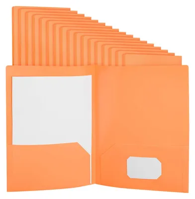 Obrázok produktu pre Oranžové plastové priečinky s vreckami, 50 kusov plastových priečinkov