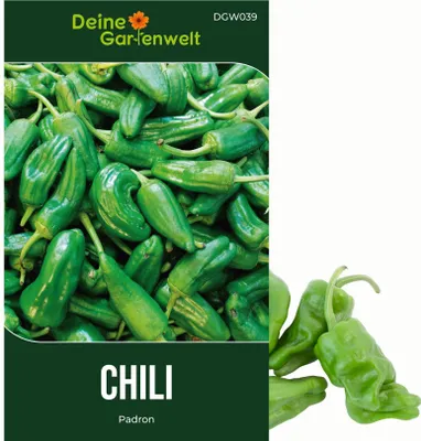 Produktbild von Chili Padron Samen - Capsicum annuum - Chilisamen - milde Sorte - Gemüsesamen - Saatgut für 6 Pflanzen