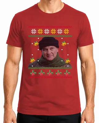 Productafbeelding van Harry Kevin - "Alleen thuis" - Kerstcadeau, lelijke kersttrui, kerstshirt voor heren, rood, maat M