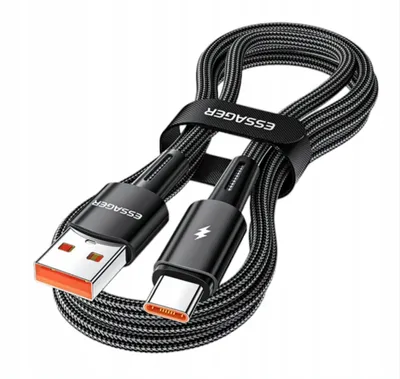 Obrázek produktu pro Essager USB A do USB-C Kabel 1m 120W Černý Rychlé nabíjení