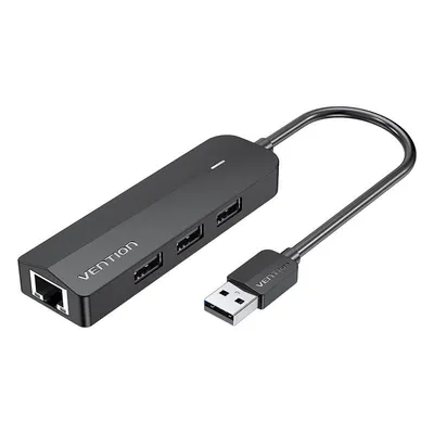Immagine prodotto di Vention Hub USB 2.0 a 3 porte con adattatore Ethernet 100M 0,15M nero
