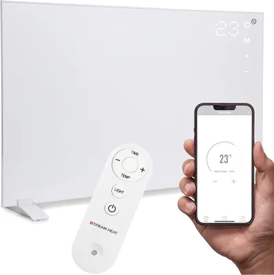 Image de Radiateur infrarouge de 600 watts avec panneau tactile, économe en énergie, télécommande, Wi-Fi, contrôle via application, fonction minuterie, chauffage électrique, radiateur infrarouge, thermostat, appareil de chauffage, infrarouge