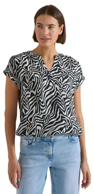 Productafbeelding van Cecil blouse met split hals en zebrapardprint, kleur: Palm Breeze Green, maat S