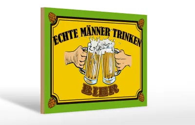 Produktbild von Holzschild Alkohol 30x20cm echte Männer trinken Bier
