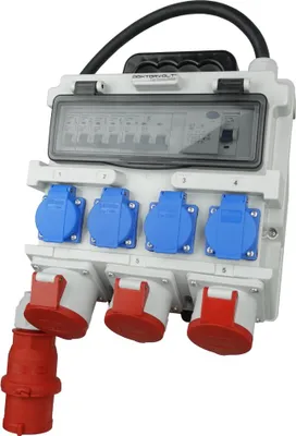 Produktbild von Baustromverteiler FI-Schutzschalter TR-S/FI 4x230V 3x400V 1x32A/2x16A Doktorvolt