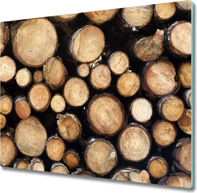 Immagine prodotto di Piatto in vetro per piano cottura, 60x52 cm. Protezione antischizzi in vetro. Tagliere. Tronchi di legno