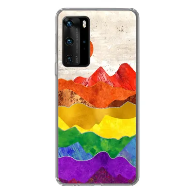 Produktbild von MuchoWow® Handyhülle Schutzhülle Hülle für Huawei P40 Pro Regenbogen - Marmor - Stolz Silikon Softcase Handy Hülle - Schutz