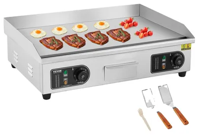 Zdjęcie produktu dla VEVOR Komercyjny grill elektryczny, 4000 W, płaska płyta grillowa, regulowana temperatura od 122 °F do 572 °F, 25,98 x 15,75 x 0,39 cala, płyta grillowa ze stali nierdzewnej