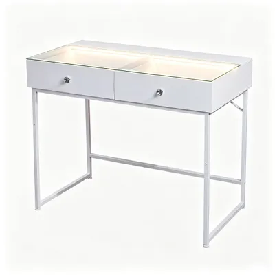 Image de VANITII Coiffeuse avec éclairage LED Blanc 100 x 55 x 81 cm