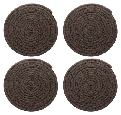 4 runde geflochtene Platzsets aus Baumwolle, 20 cm, braun