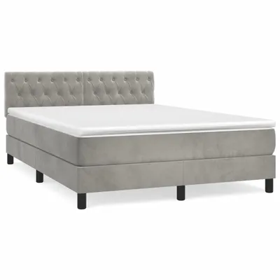 Produktbild von vidaXL Boxspringbett mit Matratze Hellgrau 140x200 cm Samt