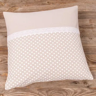 Immagine prodotto di Copricuscino 40x40 cm cuori vintage beige bianco cotone