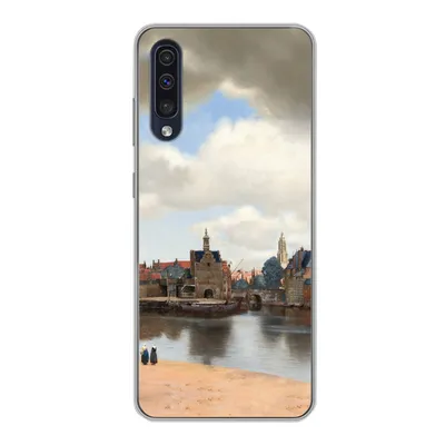 Produktbild von MuchoWow® Handyhülle Schutzhülle Hülle für Samsung Galaxy A30s Ansicht von Delft - Gemälde von Johannes Vermeer Silikon Softcase Handy Hülle - Karteninhaber