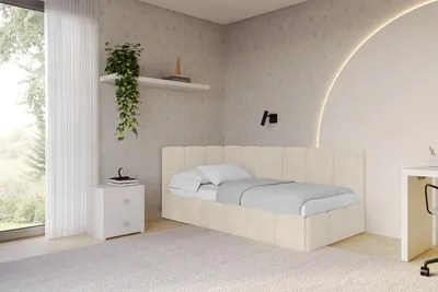 Produktbild von ALTDECOR Jugendbett mit Bettkasten - LIVY - 80x200 cm Beige - Poso 105 - Bett mit Matratze - Einzelbett mit Stauraum - Polsterbett Kinderbett