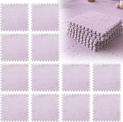 Zdjęcie produktu dla Plastikowa mata piankowa plush 12 sztuk, 30x30 cm, jasnofioletowy, do pokoju zabaw