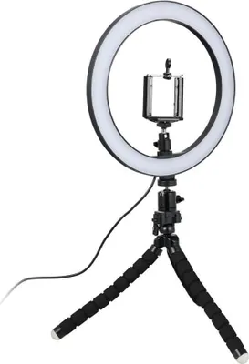 Immagine prodotto di Lampada per selfie/luce ad anello (26 cm) con treppiede modellabile