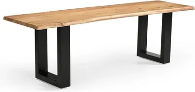 Imagen del producto de Banco para comedor de 140x40x45 cm, fabricado en madera maciza, con asiento de madera de acacia
