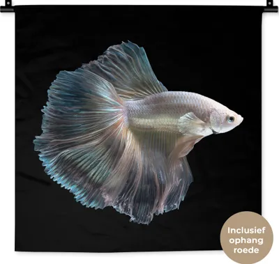 Produktbild von MuchoWow® Wandteppich Wandbehang Fisch - Schwanz - Weiß 60x60 cm Tapisserie Dekoration Wandtuch - Dekorationen - Wand Decke