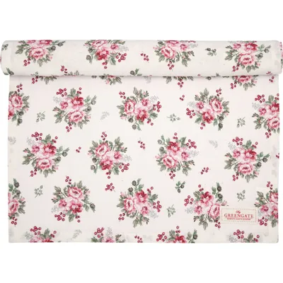 Produktbild von Greengate Tischläufer CHARLINE Weiß Blumen Baumwolle 45x140 cm Tischdecke