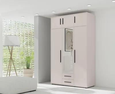 Produktbild von FurMeb24 MAXIONE Kleiderschrank 150 x 248,2 cm - Cashmere - mit spiegel