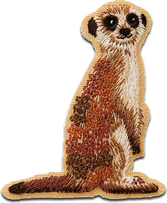Produktbild von Erdmännchen Tier - Aufnäher, Bügelbild, Aufbügler, Applikationen, Patches, Flicken, Zum Aufbügeln, Größe: 5,9 x 5,1 cm