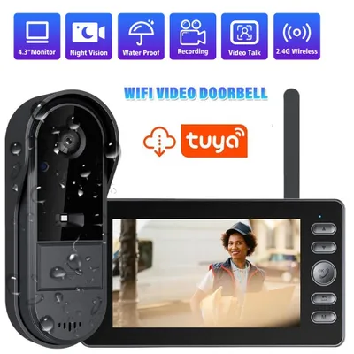 Obrázek produktu pro WIFI 720P HD videozvonek s kamerou 4.3" obrazovkou a 160° širokoúhlým záběrem