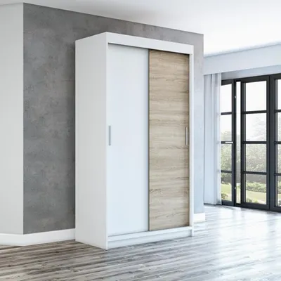 Produktbild von Schwebetürenschrank, 2-türig Schrank 120 cm mit Spiegel PAX