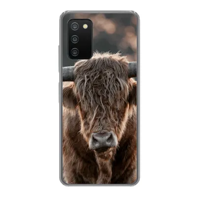 Produktbild von MuchoWow® Handyhülle Schutzhülle Hülle für Samsung Galaxy A03s Schottischer Highlander - Mantel - Porträt Silikon Softcase Handy Hülle - Schutz