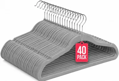 Imagen del producto de Perchas de Terciopelo Gris Pack 40 COM-FORT HOUSE