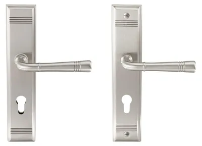 Produktbild von Ghidini Berlin R716 Türdrücker-Langschild-Schutzgarnitur M9 Messing mattnickel PZ