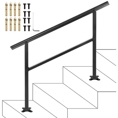Image de SucceBuy Main courante extérieure 48 × 35,5 pouces, aluminium, réglable de 0 à 45 degrés, noir
