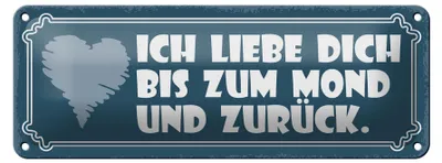 Produktbild von Blechschild Spruch 27x10cm ich liebe dich bis zum Mond und Dekoration