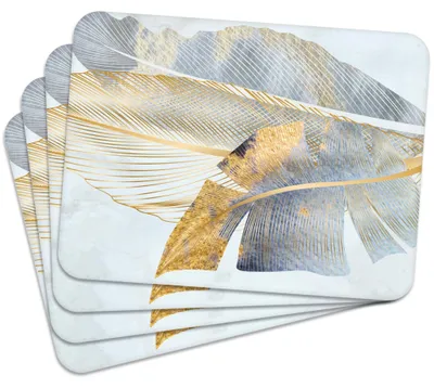 Produktbild von MG Design Set aus 4 Kork-Platzsets - Elegant Leaves 6 - 30 x 40 cm - hitzebeständig & abwischbar, mit Korkrückseite